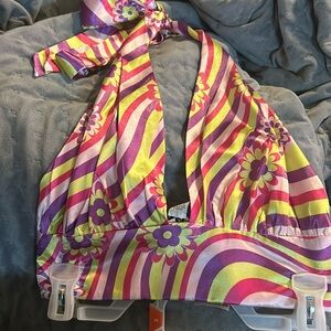 Multi color tied crop top